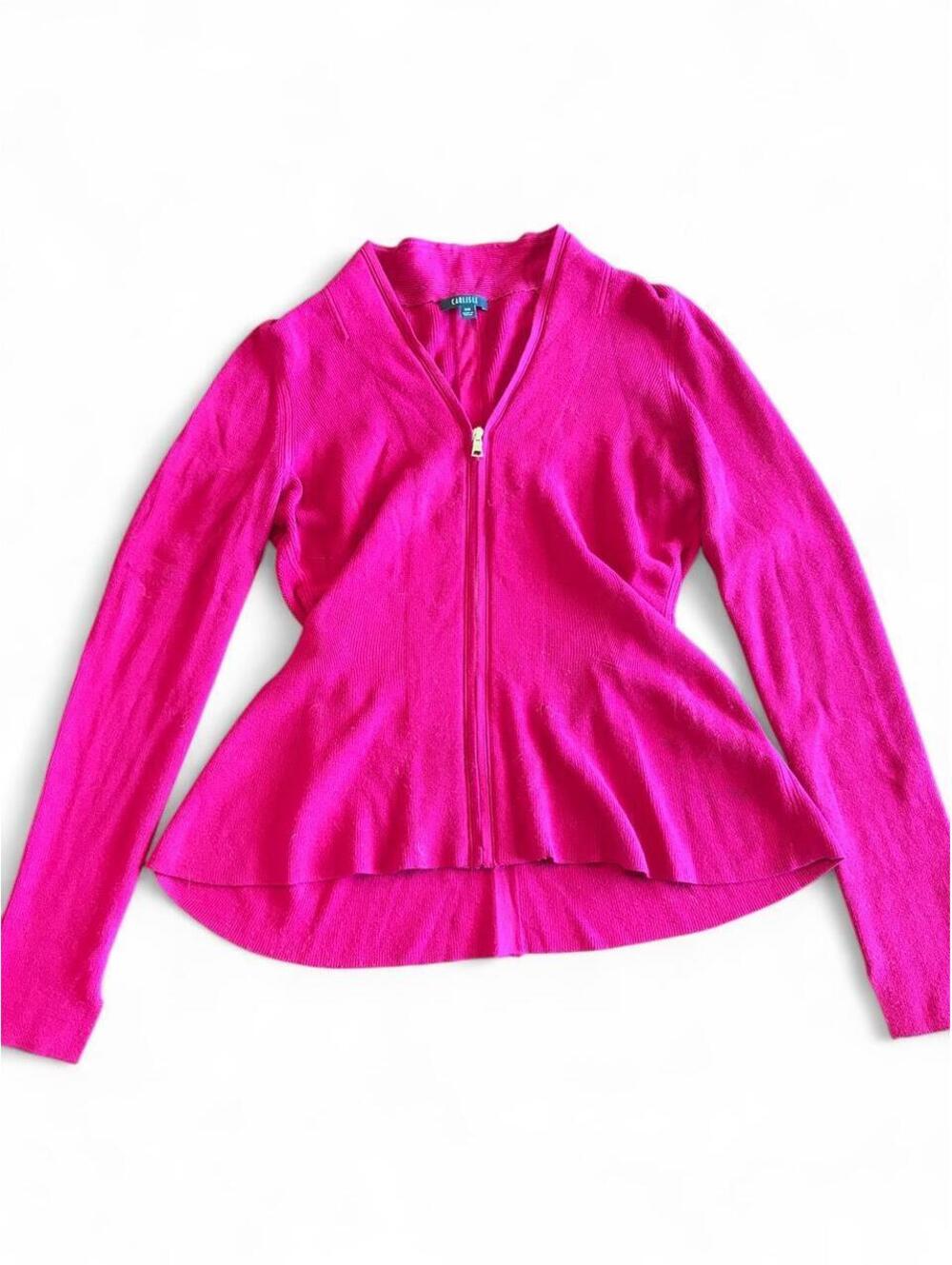 Carlisle Collection Peplum Hem Zip-Up Knit Jacket / Cardigan blazer